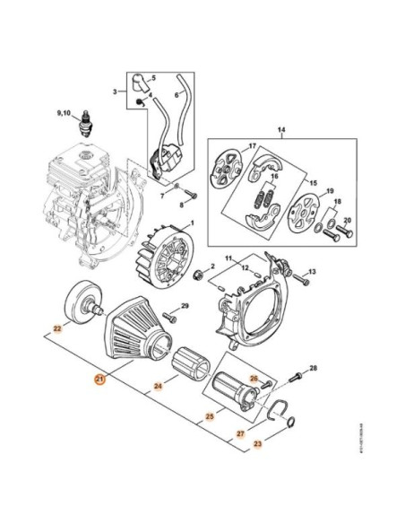 Carcasa y tambor embrague desbrozadora STIHL