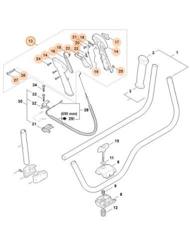 Empuñadura de acelerador desbrozadora STIHL