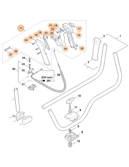 Empuñadura de acelerador desbrozadora STIHL