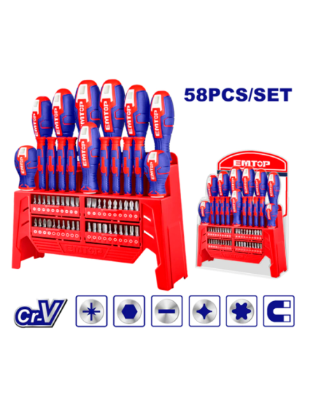 Conjunto 58 Destornilladores EMTOP