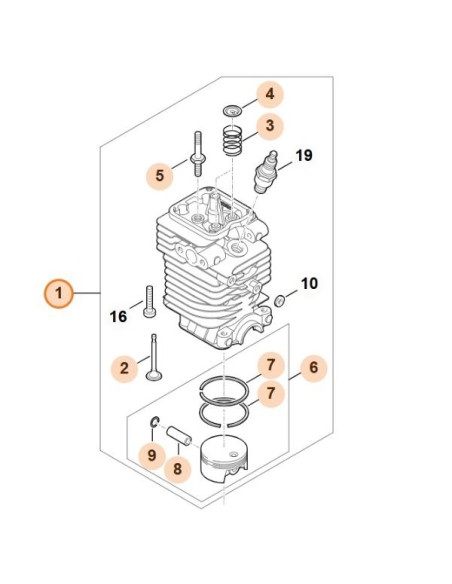 Cilindro con pistón Ø43mm 4-MIX® STIHL
