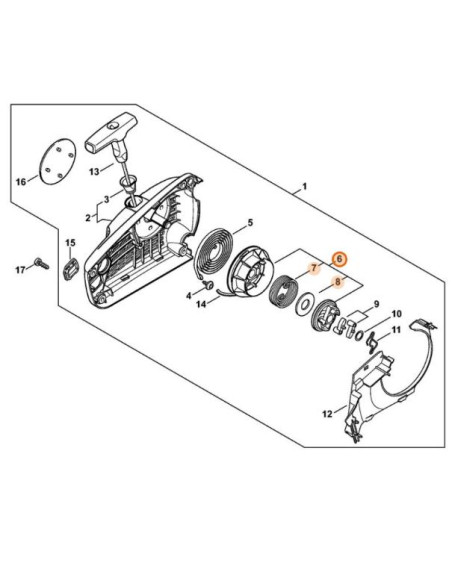 Polea y muelle arrancador motosierra STIHL