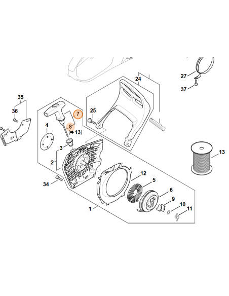 Conjunto empuñadura arranque con cuerda de 3,5mm STIHL