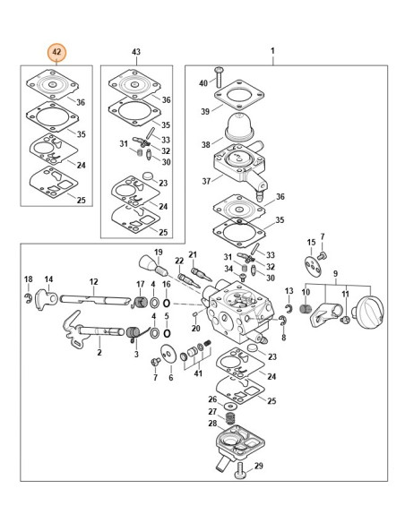 Juego de juntas y membranas de carburador STIHL