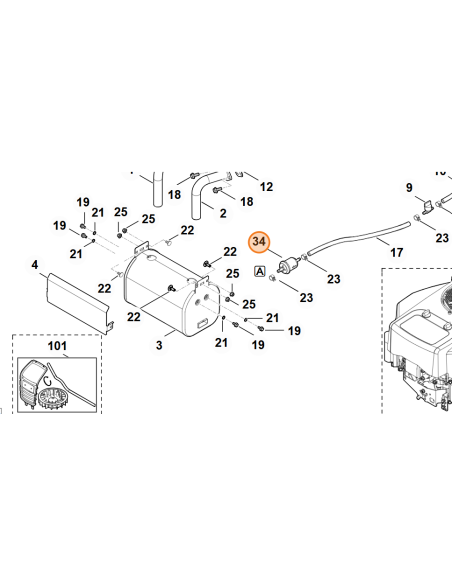 Filtro de combustible para tractor cortacésped STIHL