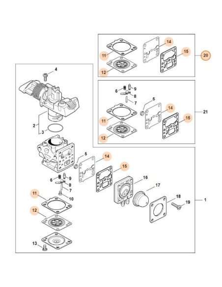 Juego de juntas y membranas de carburador STIHL