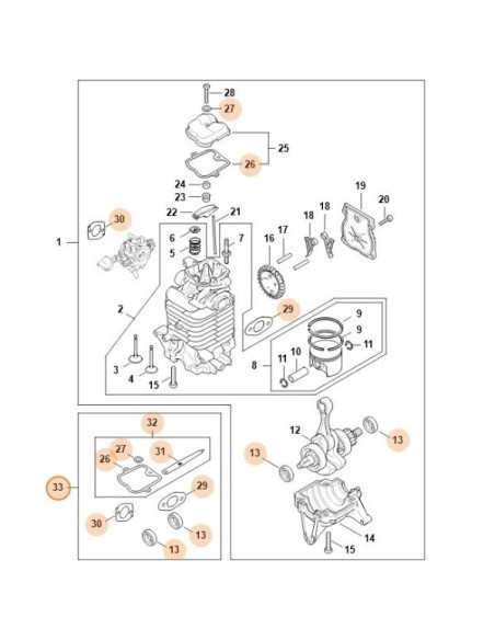 Juego de juntas y retenes de motor soplador STIHL