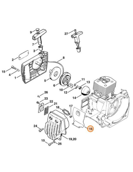 Chapa deflectora escape desbrozadora STIHL