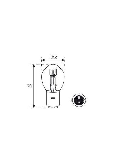 Lampara Amolux 12V 45/40W BA20D