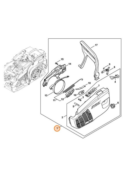 Tapa piñón cadena y palanca freno motosierra STIHL