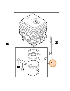 Pistón Ø 34 mm STIHL 2